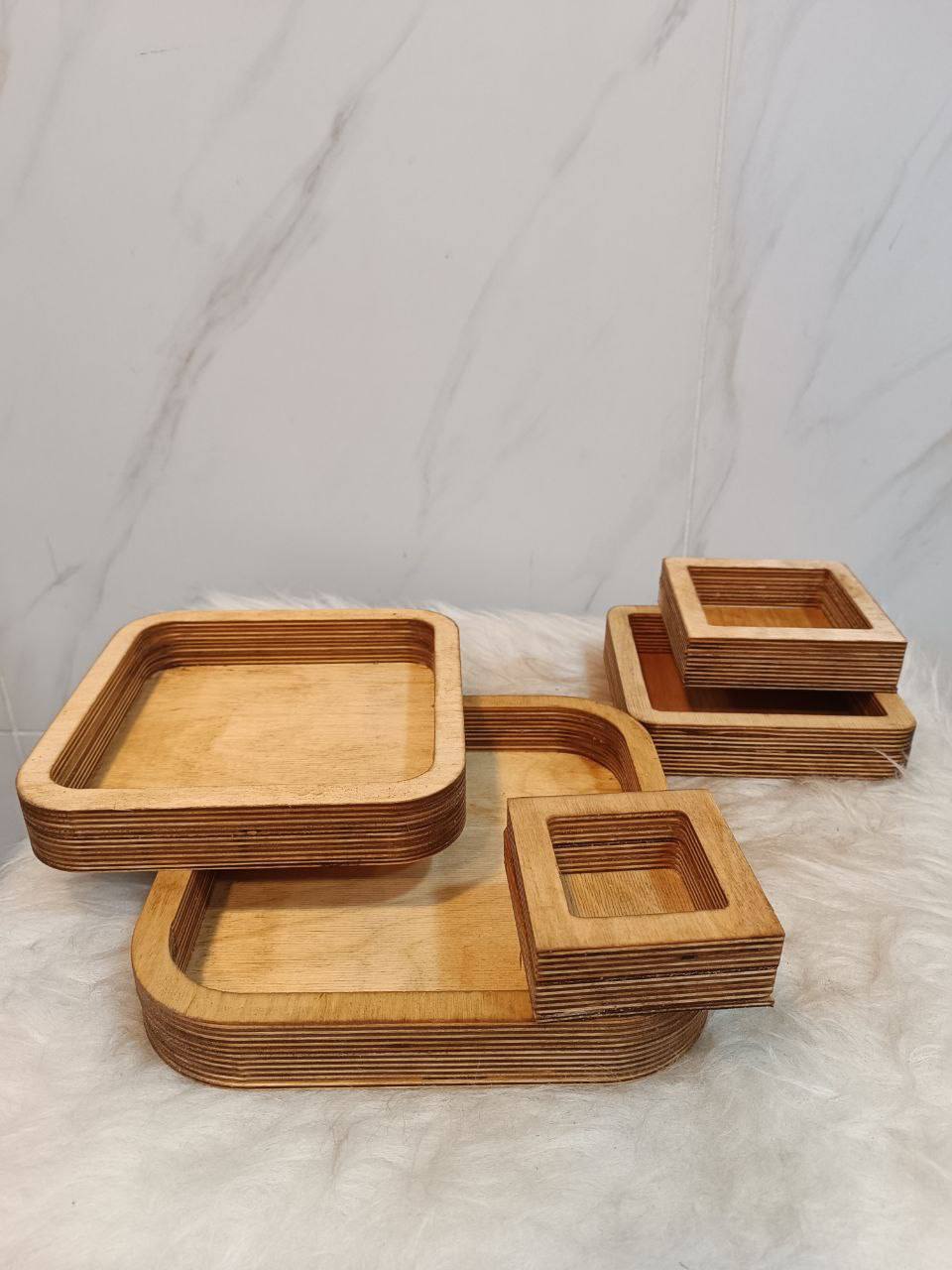 خرید ست کاسه چوبی مربعی