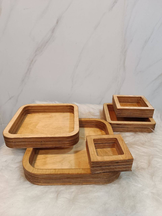 خرید ست کاسه چوبی مربعی