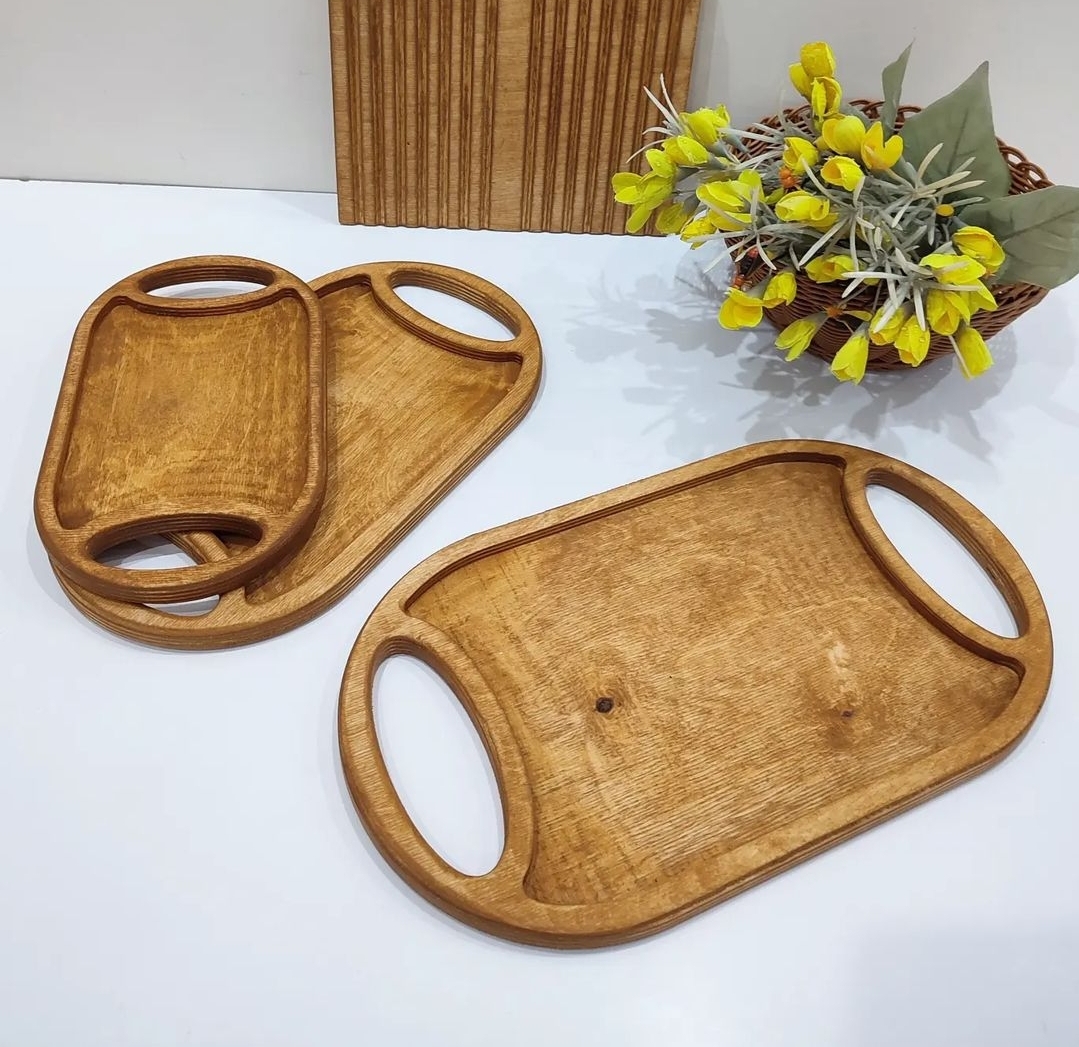 قیمت سینی چوبی بیضی ۳ عددی