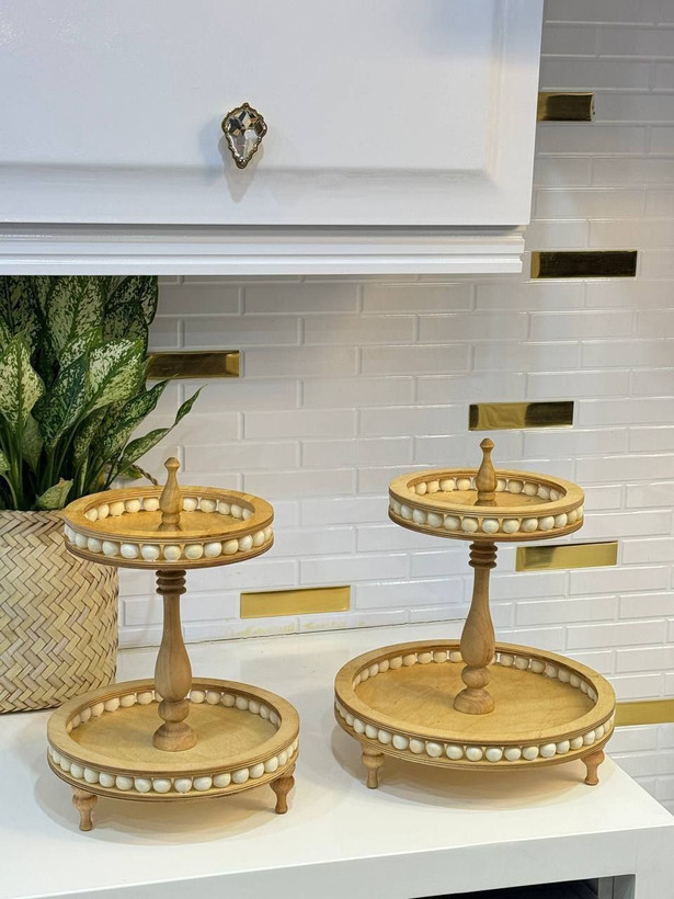 ظروف پذیرایی مهره دار چوبی لوکس