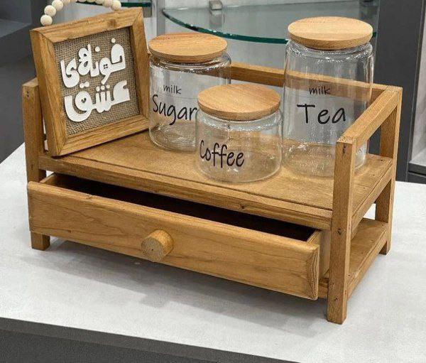 استند چوبی چندمنظوره با کشو برای آشپزخانه