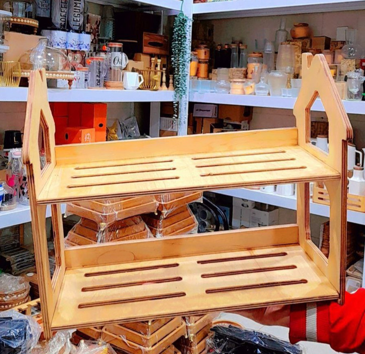 استند چوبی دو طبقه با کیفیت دسته دار