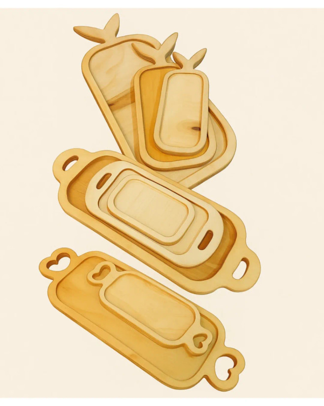 رولت خوری چوبی مدل دم ماهی،برگ،قلب