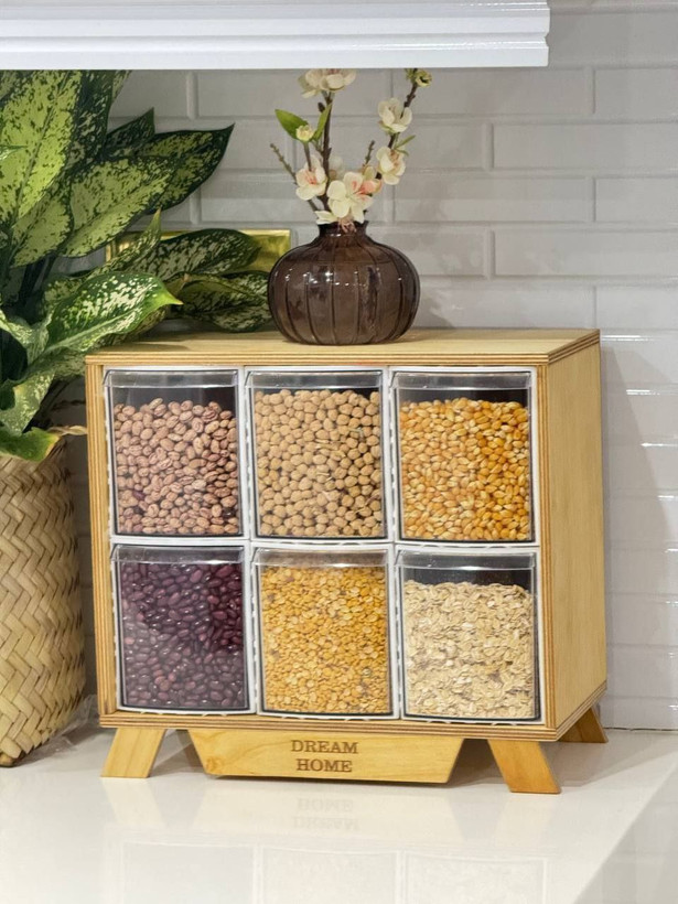 جا حبوباتی چوبی کشو دار