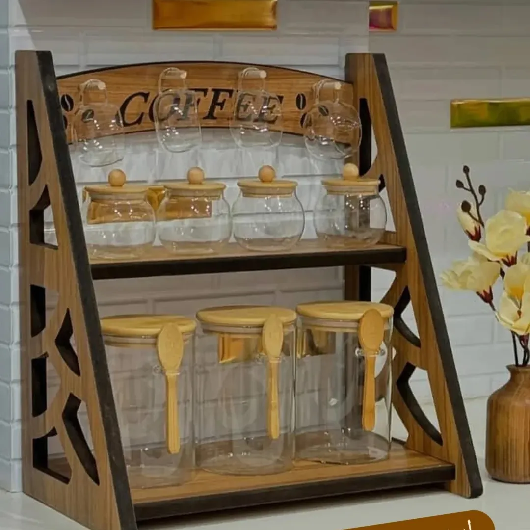 استند چوبی دو طبقه آویز دار