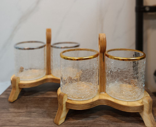 جاقاشقی لب طلا بلور پایه چوبی