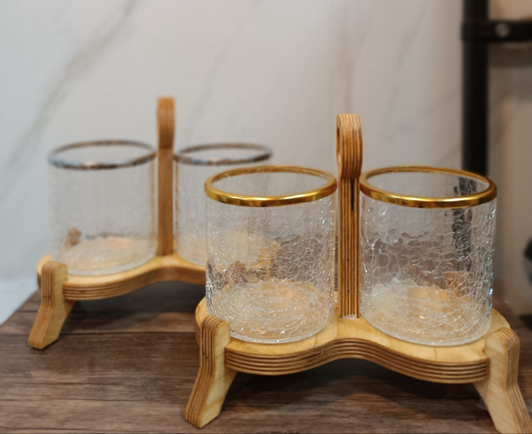 جاقاشقی لب طلا بلور پایه چوبی