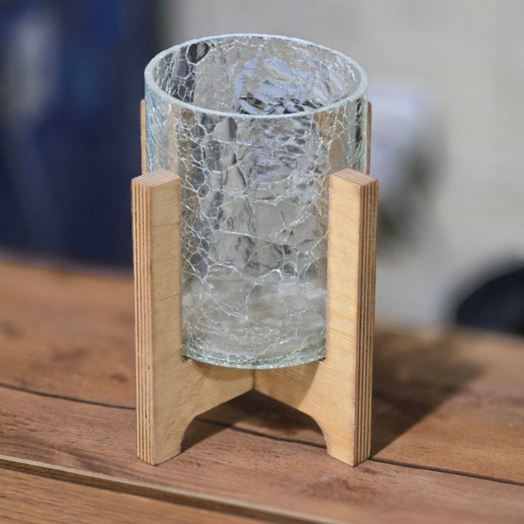 جا قاشقی شیشه ای پایه چوبی