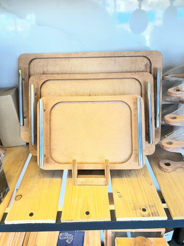 سینی چوبی دسته فلزی