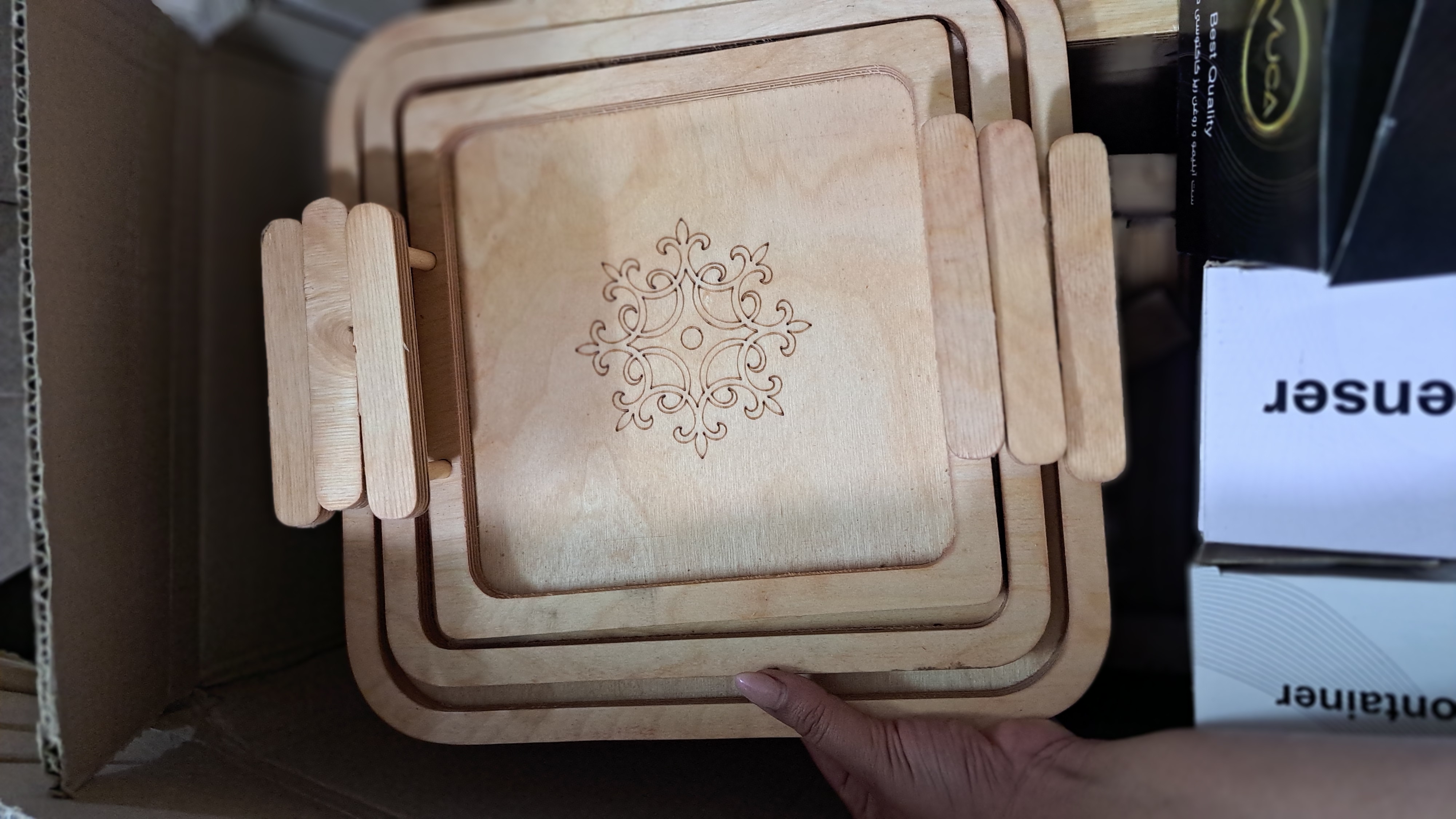 سینی چوبی سه عددی