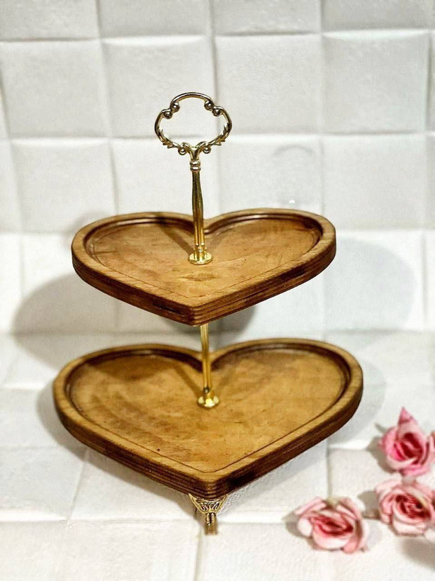 استند چوبی دو طبقه پایه دار