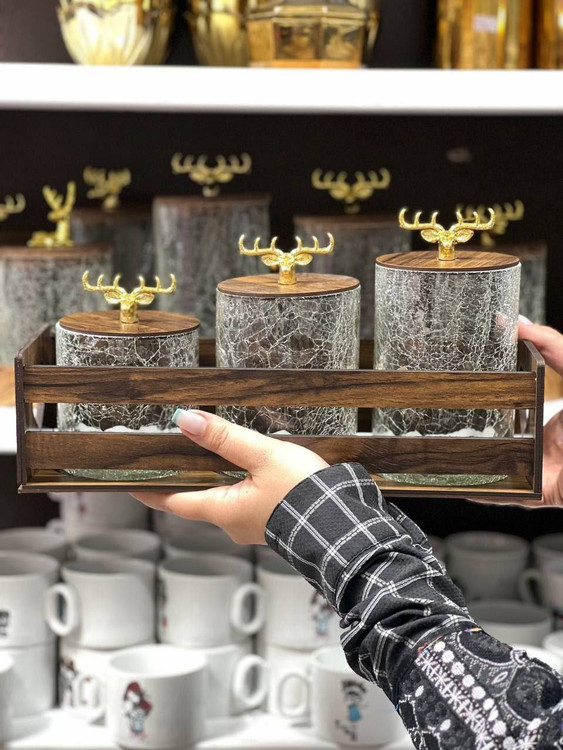 پاسماوری گوزنی بلور سه تایی