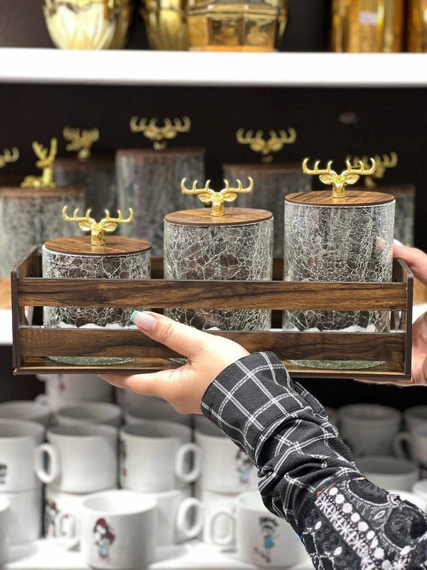 پاسماوری گوزنی بلور سه تایی