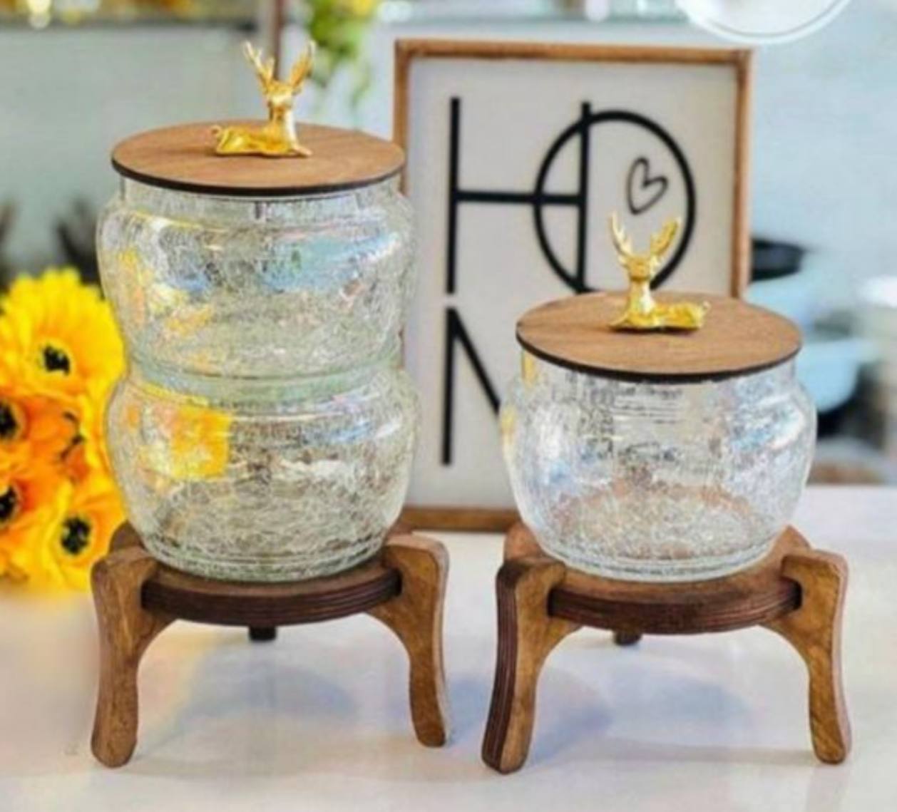 شکلات خوری بلور پایه چوبی