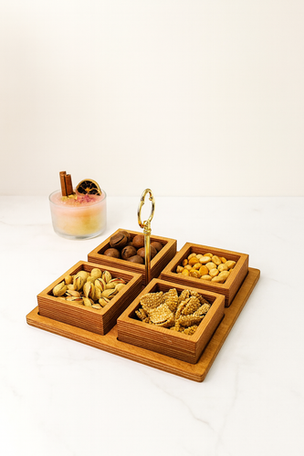 اردو خوری چوبی دسته طلایی