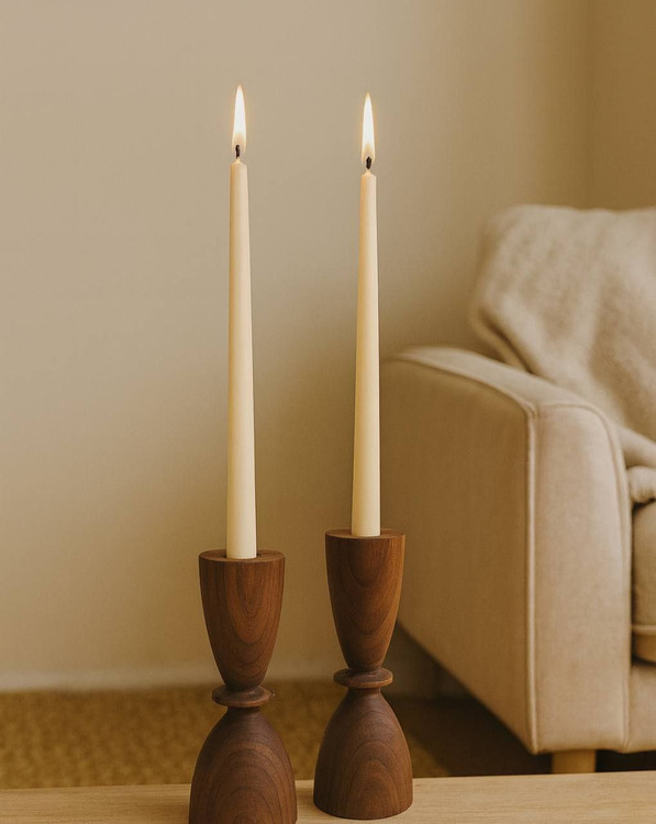 شمعدان جفتی چوب گردو