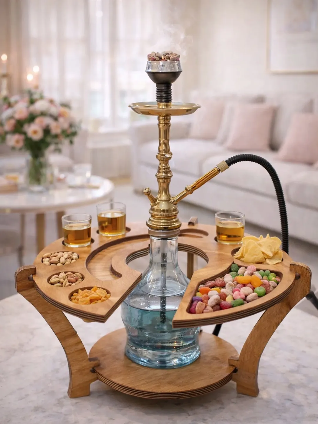 میز قلیان چوبی تاشو