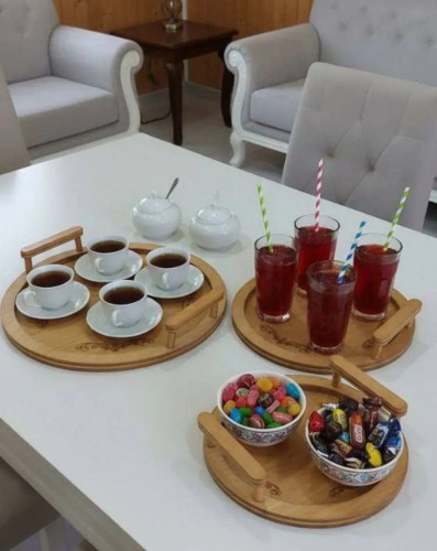 سینی سه عددی گرد چوبی