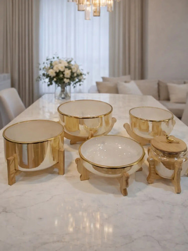 سرویس پذیرایی کاراملی پایه چوبی