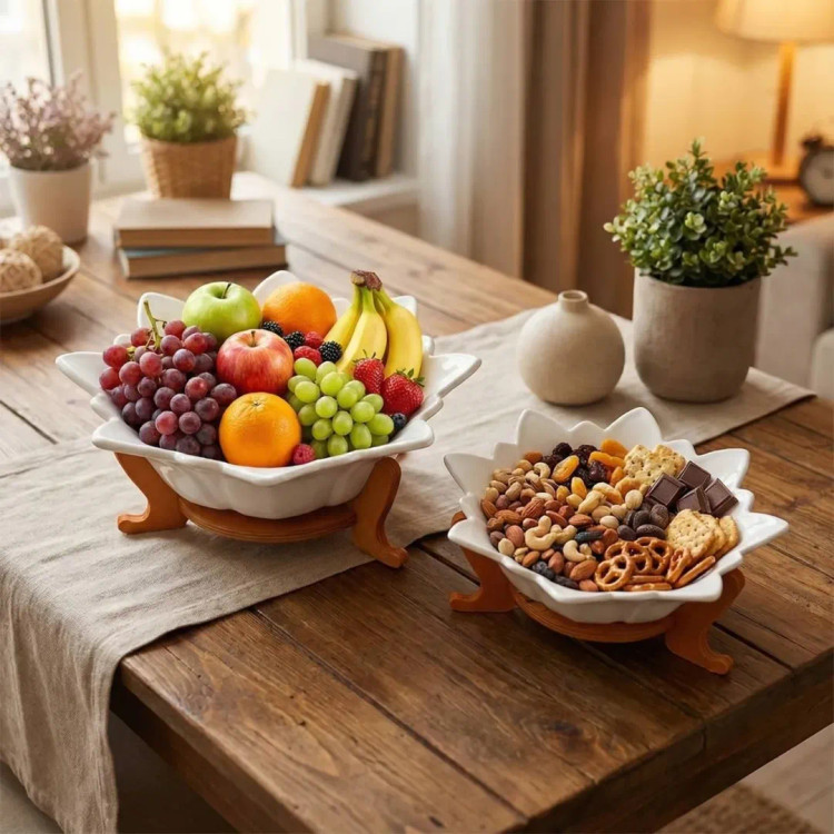 کاسه سرامیک پایه چوبی