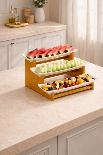 شیرینی خوری سه طبقه پایه چوبی