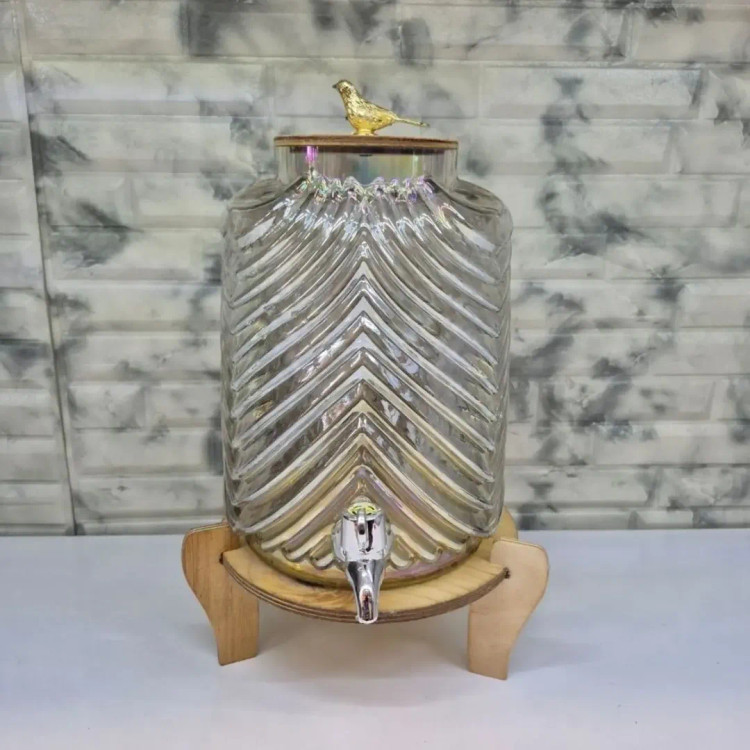 کلمن بلور با درب و پایه چوبی